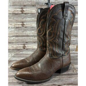 Nocona Oily Toro two tones Cowboy Boots Size 11.5 3E color brown made in Usa